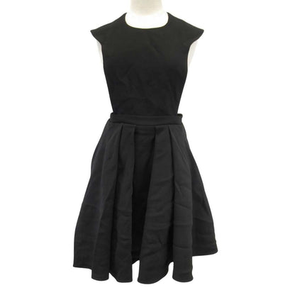 Dior Back Chien Dress Pleated Circular Skirt 38 Black