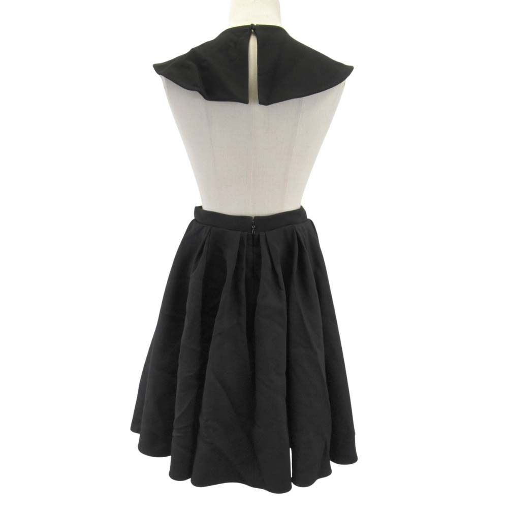 Dior Back Chien Dress Pleated Circular Skirt 38 Black — view 3