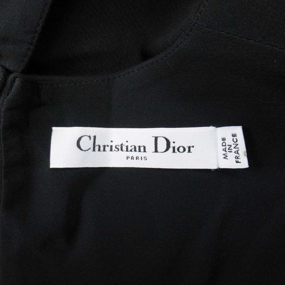 Dior Back Chien Dress Pleated Circular Skirt 38 Black — view 7