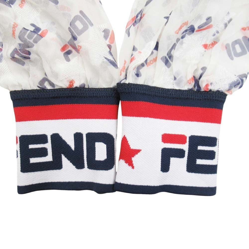 Fendi Fila Logo Silk Chiffon Blouse Top Mania 36 White Multicolor — view 7