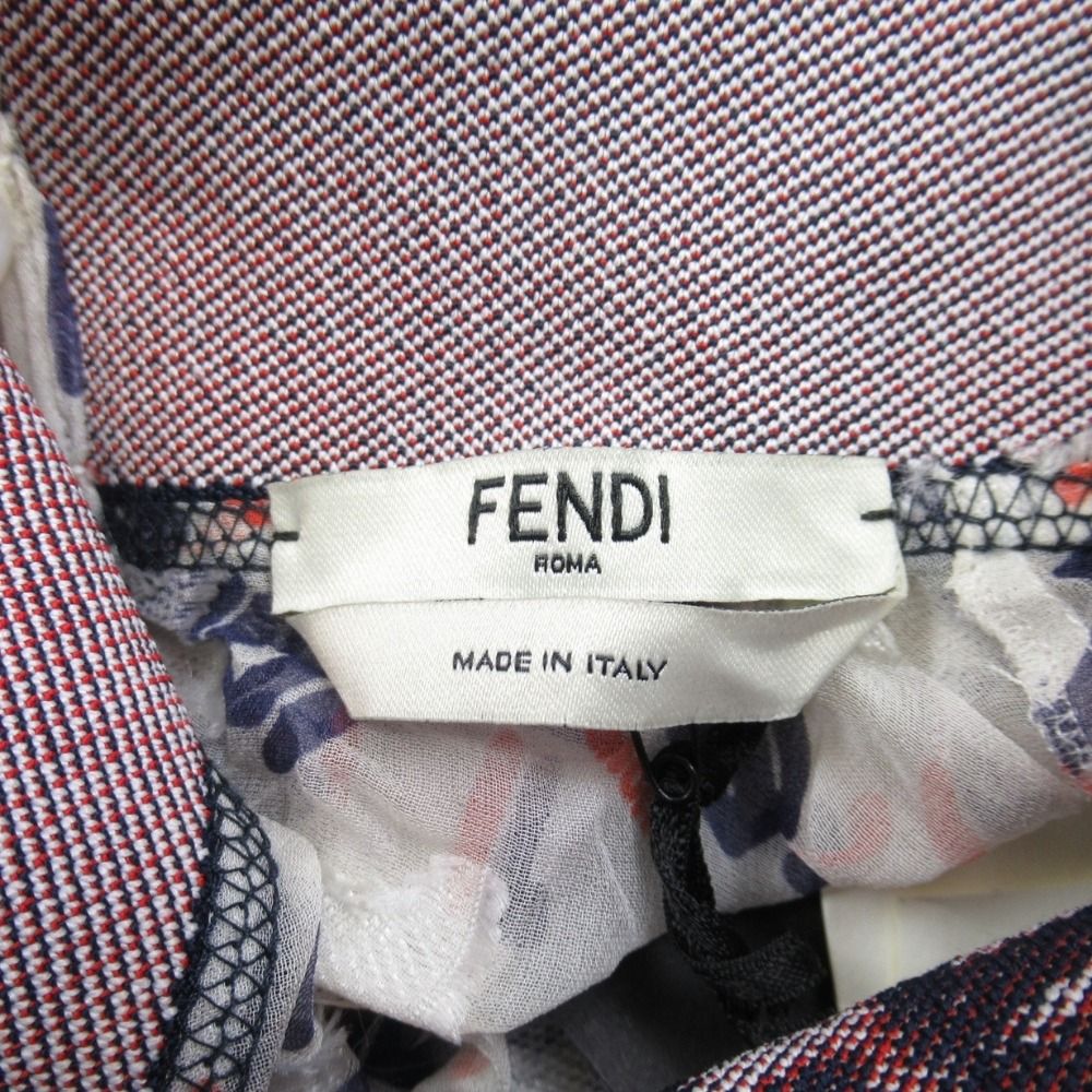 Fendi Fila Logo Silk Chiffon Blouse Top Mania 36 White Multicolor — view 8