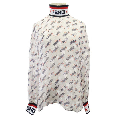 Fendi Fila Logo Silk Chiffon Blouse Top Mania 36 White Multicolor