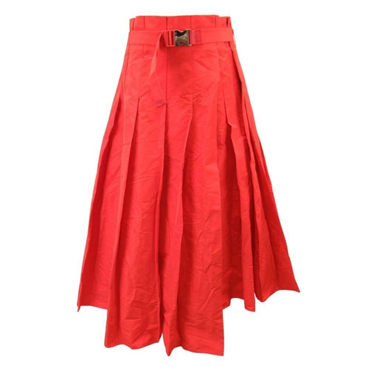 Fendi Pleated Mimore Skirt One Touch Buckle Belt Asymmetric