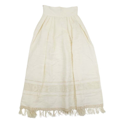 Dior Lace Up High Waist Long Skirt Fringe 36 Ivory — view 2