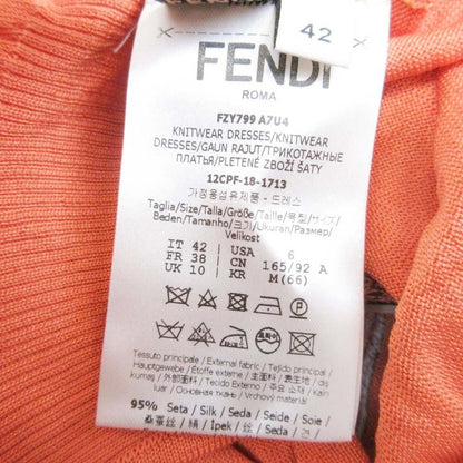 Fendi Sheer Yoke High Gee Silk Knit Top Bird Animal Top Long Sleeve 42 Orange — view 8