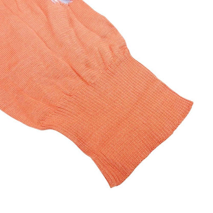Fendi Sheer Yoke High Gee Silk Knit Top Bird Animal Top Long Sleeve 42 Orange — view 6