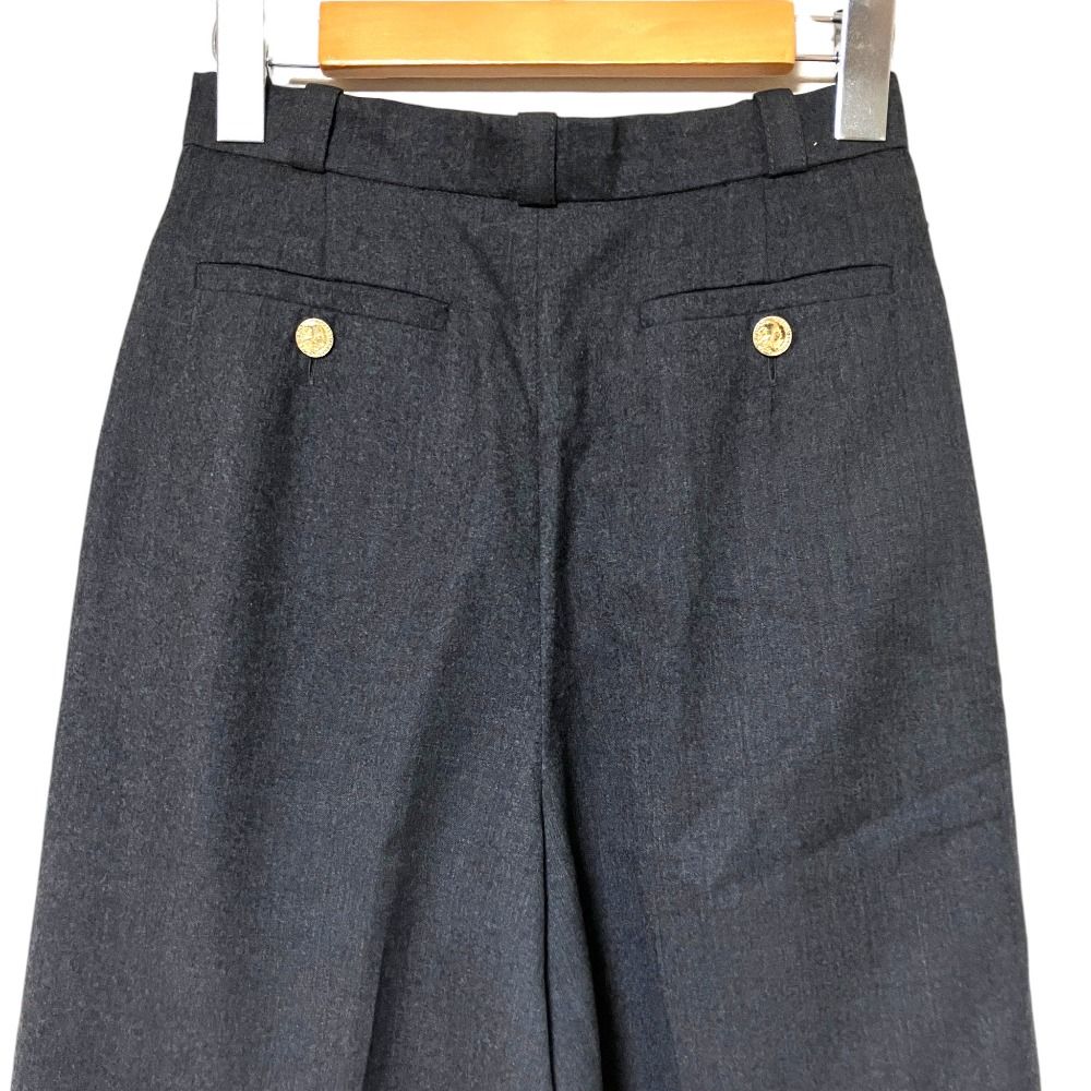Chanel Vintage Wool Wide Leg Trousers 34 Gray Pants — view 4