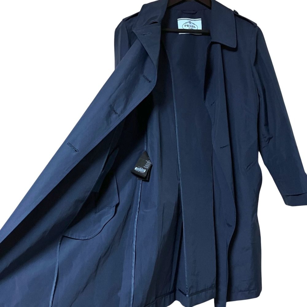 Prada Double Breasted Spring Coat Trench 38 Navy — view 4