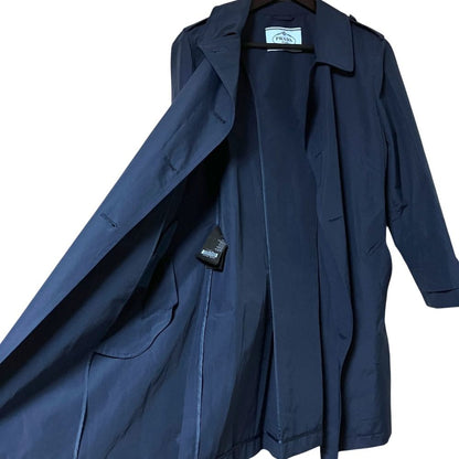 Prada Double Breasted Spring Coat Trench 38 Navy — view 4