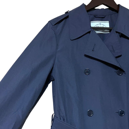 Prada Double Breasted Spring Coat Trench 38 Navy — view 3