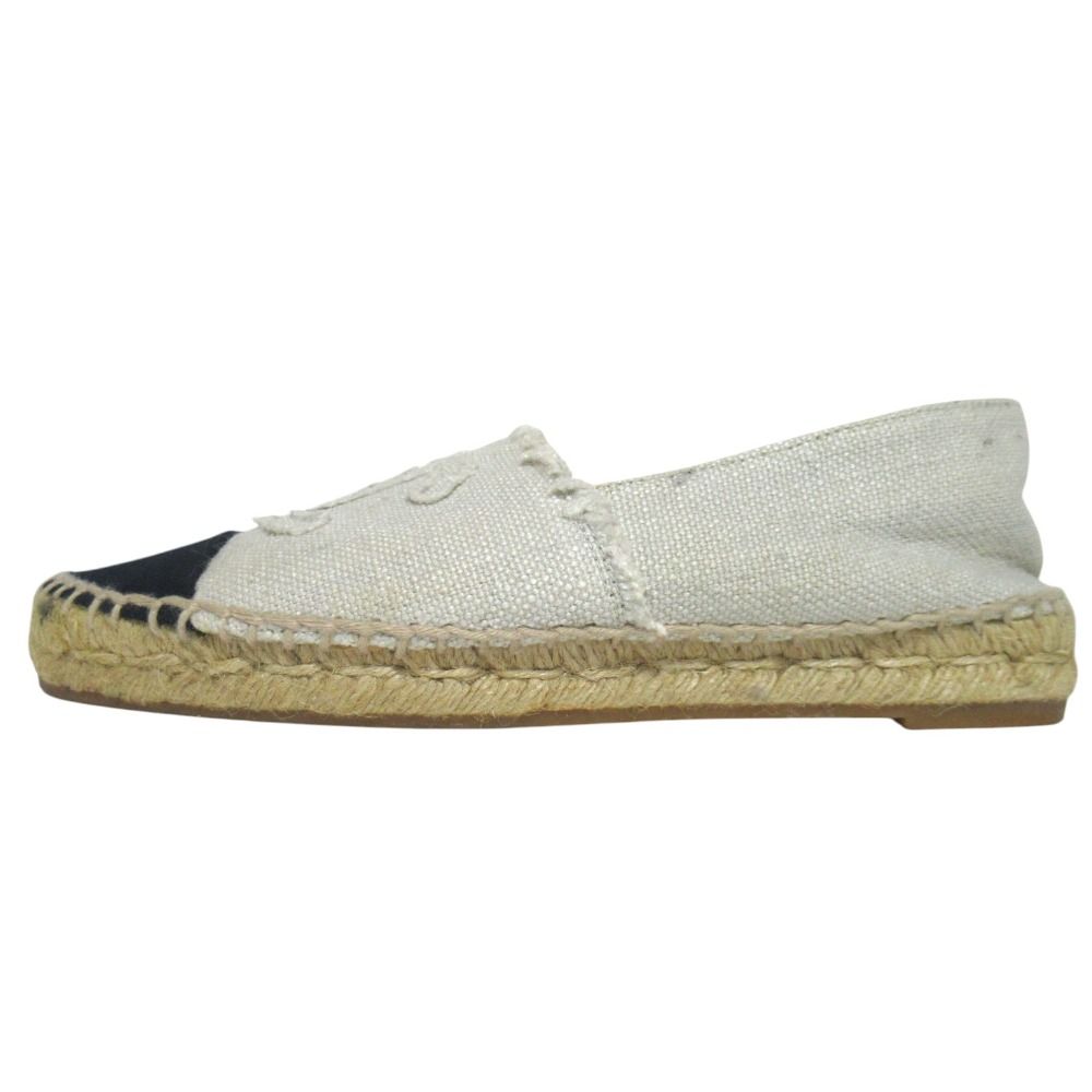 Chanel CC Logo Espadrilles Shoes Ivory Black 36 — view 2