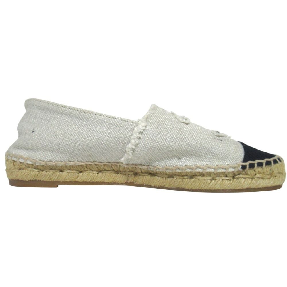 Chanel CC Logo Espadrilles Shoes Ivory Black 36 — view 3