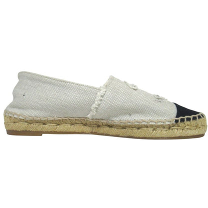 Chanel CC Logo Espadrilles Shoes Ivory Black 36 — view 3