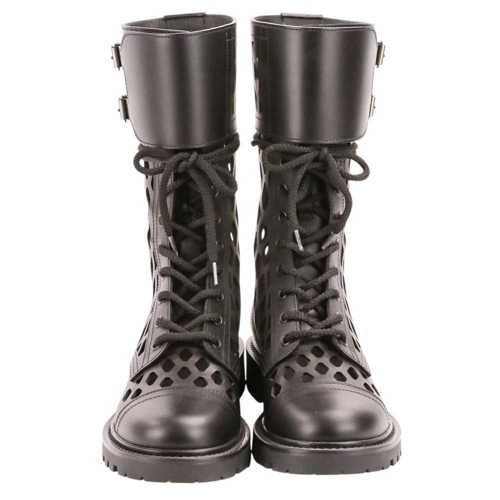 Dior D-Trap Leather Mesh Lace Up Boots Black — view 6