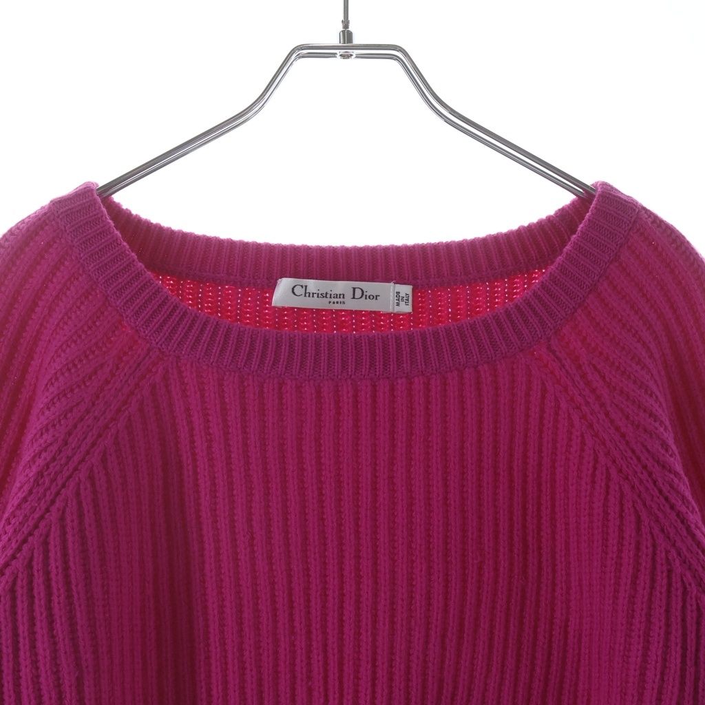 Dior Cashmere Square Neck Half Sleeve Knit Sweater Pink — view 3