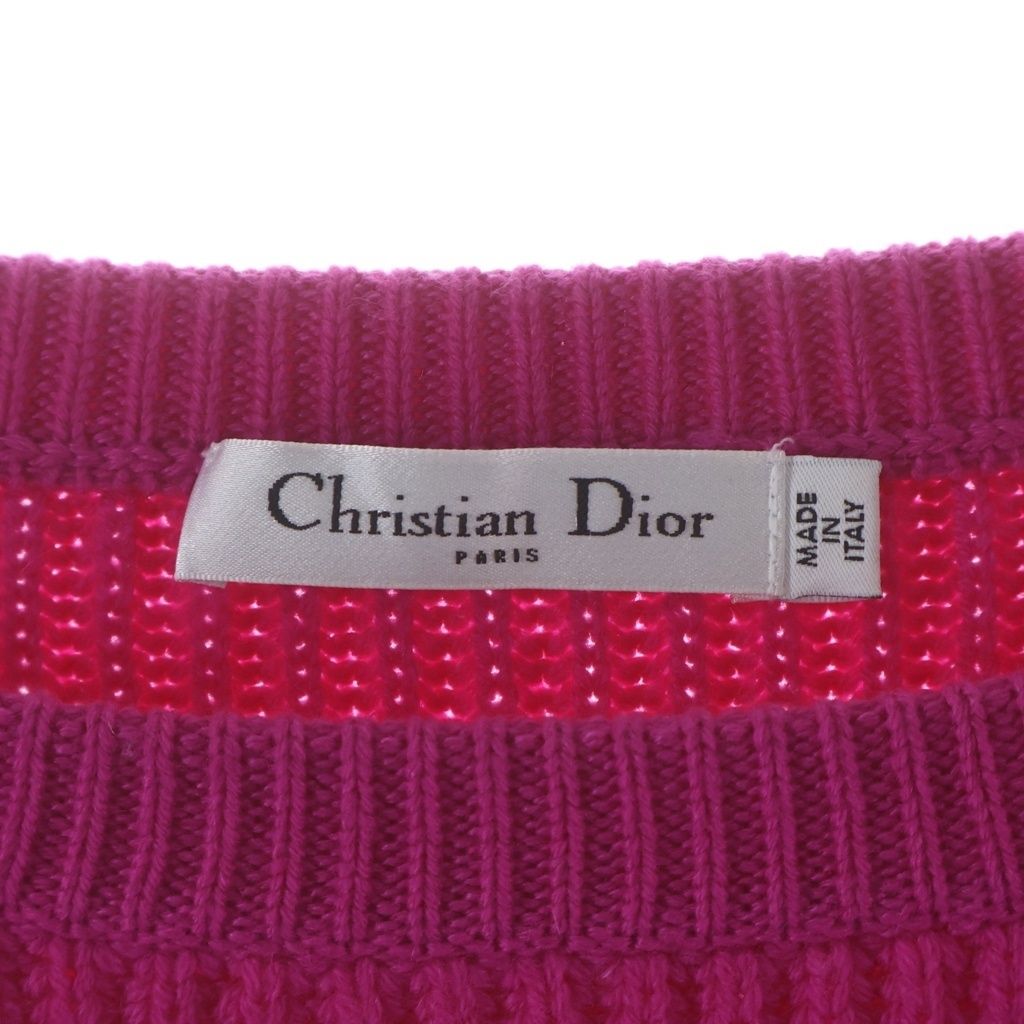 Dior Cashmere Square Neck Half Sleeve Knit Sweater Pink — view 7