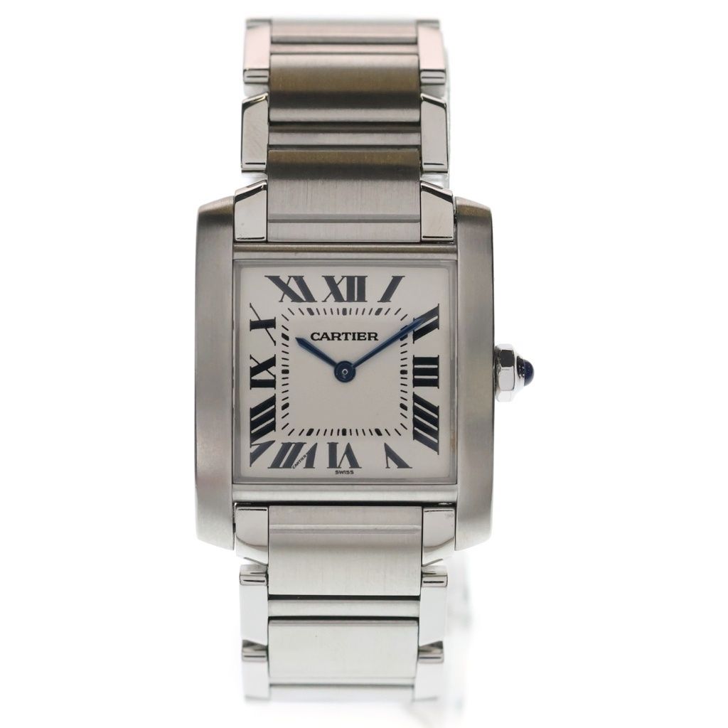 Cartier Tank Francaise White Dial SS Quartz Stainless Steel Watch