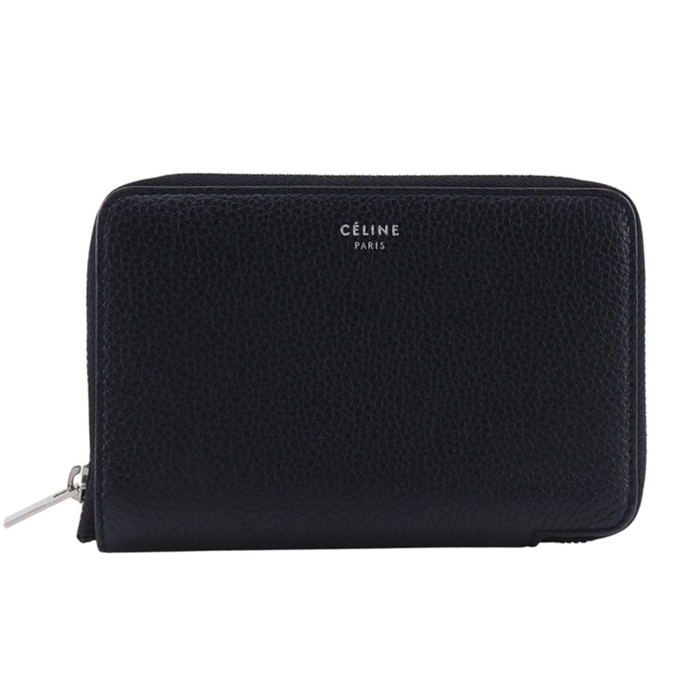 Celine Midi Amzip Around Calf Leather Black Bifold Wallet