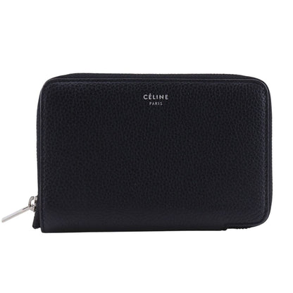 Celine Midi Amzip Around Calf Leather Black Bifold Wallet