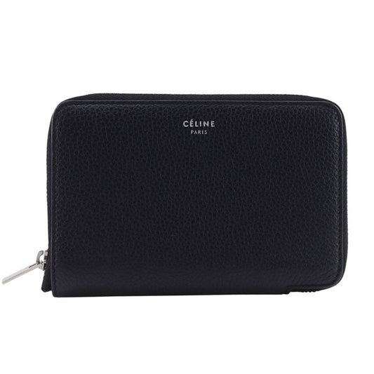 Celine Midi Amzip Around Calf Leather Black Bifold Wallet