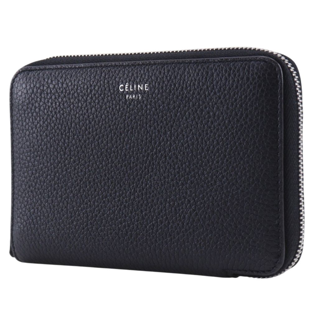 Celine Midi Amzip Around Calf Leather Black Bifold Wallet — view 2
