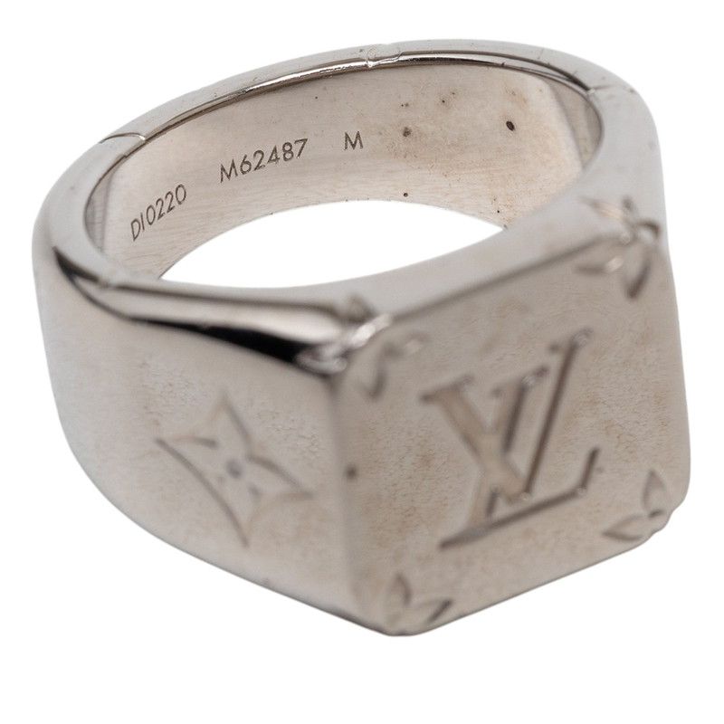 Louis Vuitton Monogram Signet Ring M Silver Metal — view 5