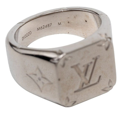Louis Vuitton Monogram Signet Ring M Silver Metal — view 5