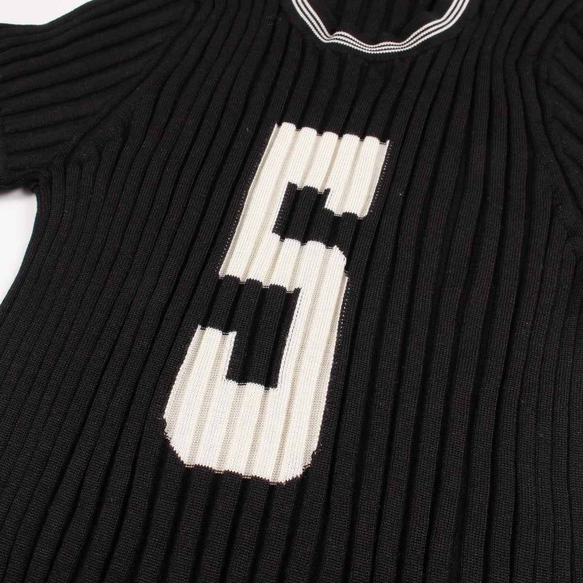 Chanel Knit CC Logo Short Sleeve Black Silk Sweater — view 6
