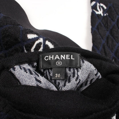 Chanel Knit Logo Check High Neck Cashmere Wool Sweater — view 3