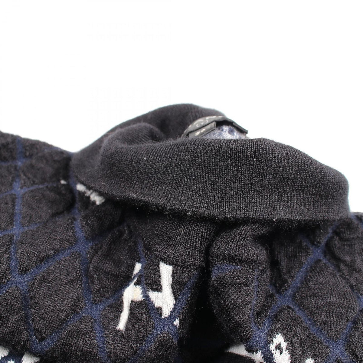 Chanel Knit Logo Check High Neck Cashmere Wool Sweater — view 6