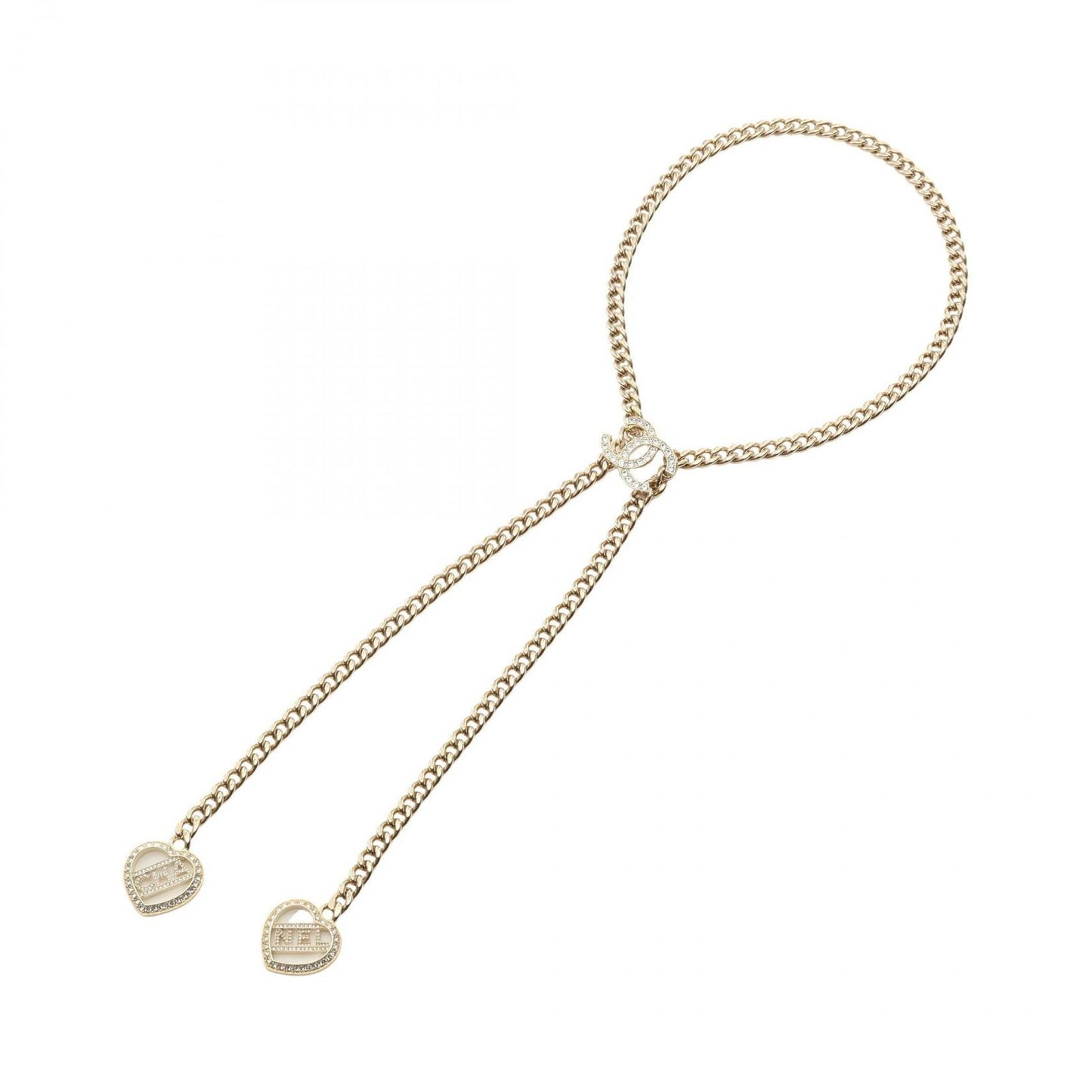 Chanel Necklace CC Logo Double Heart