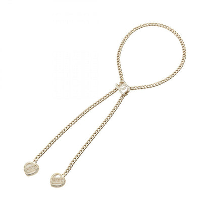 Chanel Necklace CC Logo Double Heart