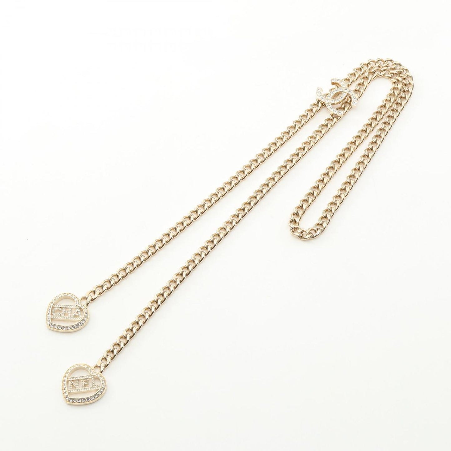 Chanel Necklace CC Logo Double Heart — view 4