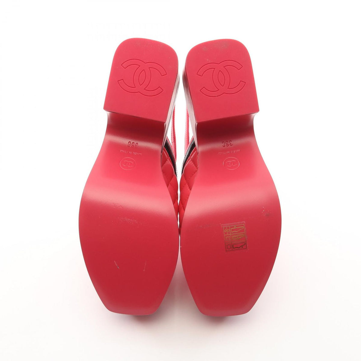 Chanel Sandals CC Logo Quilted Thick Sole Leather Patent — view 4