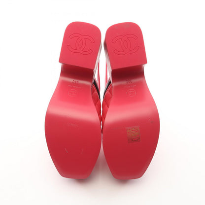Chanel Sandals CC Logo Quilted Thick Sole Leather Patent — view 4
