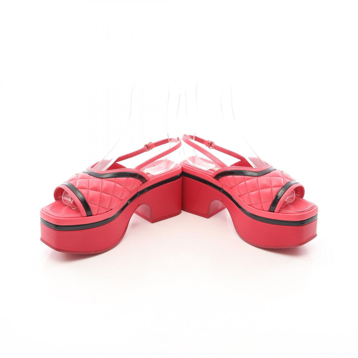 Chanel Sandals CC Logo Quilted Thick Sole Leather Patent — view 3