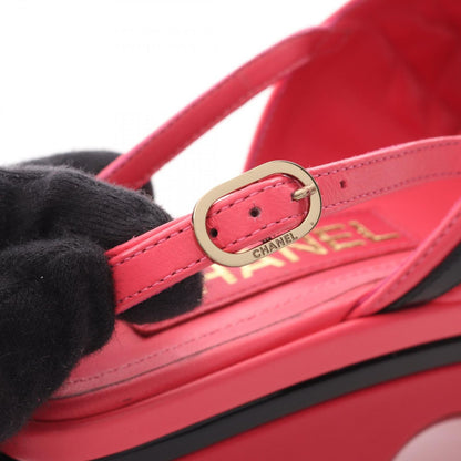 Chanel Sandals CC Logo Quilted Thick Sole Leather Patent — view 7