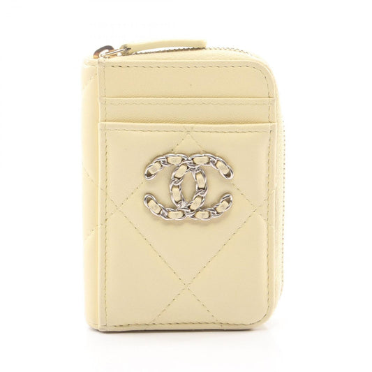 Chanel Coin Case 19 Dizeneuf Quilted Light Yellow Lambskin 19