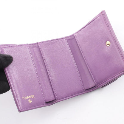 Chanel Trifold Wallet Classic Small Flap Quilted Purple Lambskin — view 3