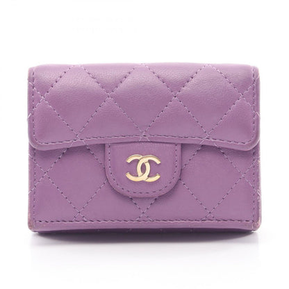 Chanel Trifold Wallet Classic Small Flap Quilted Purple Lambskin