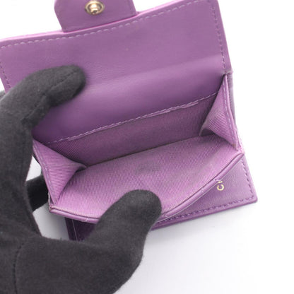 Chanel Trifold Wallet Classic Small Flap Quilted Purple Lambskin — view 4