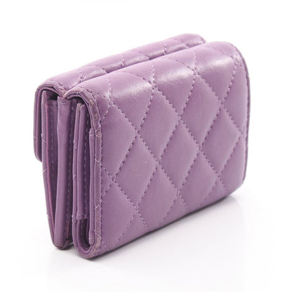 Chanel Trifold Wallet Classic Small Flap Quilted Purple Lambskin — view 2