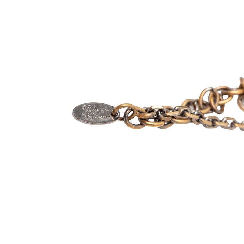 Chanel CC Logo Bone Motif Chain Pendant 03 Black Red Plated Plastic — view 4