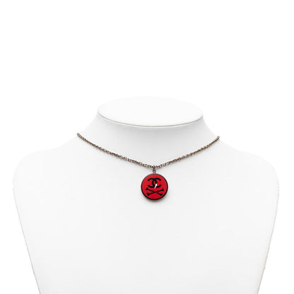 Chanel CC Logo Bone Motif Chain Pendant 03 Black Red Plated Plastic — view 6