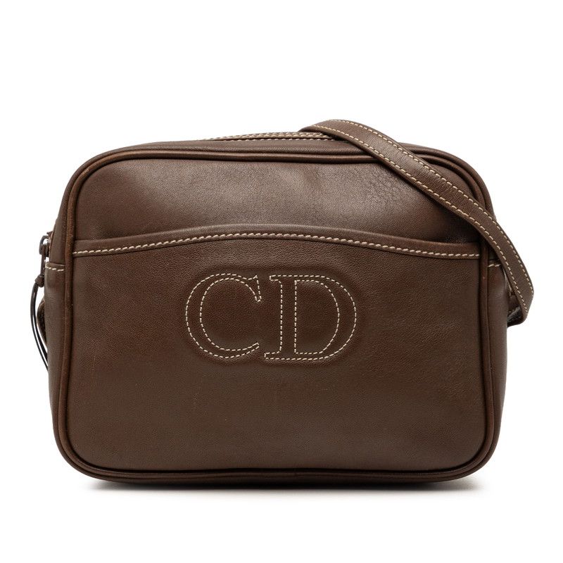 Dior Crossbody Shoulder Bag CD Logo Brown Leather
