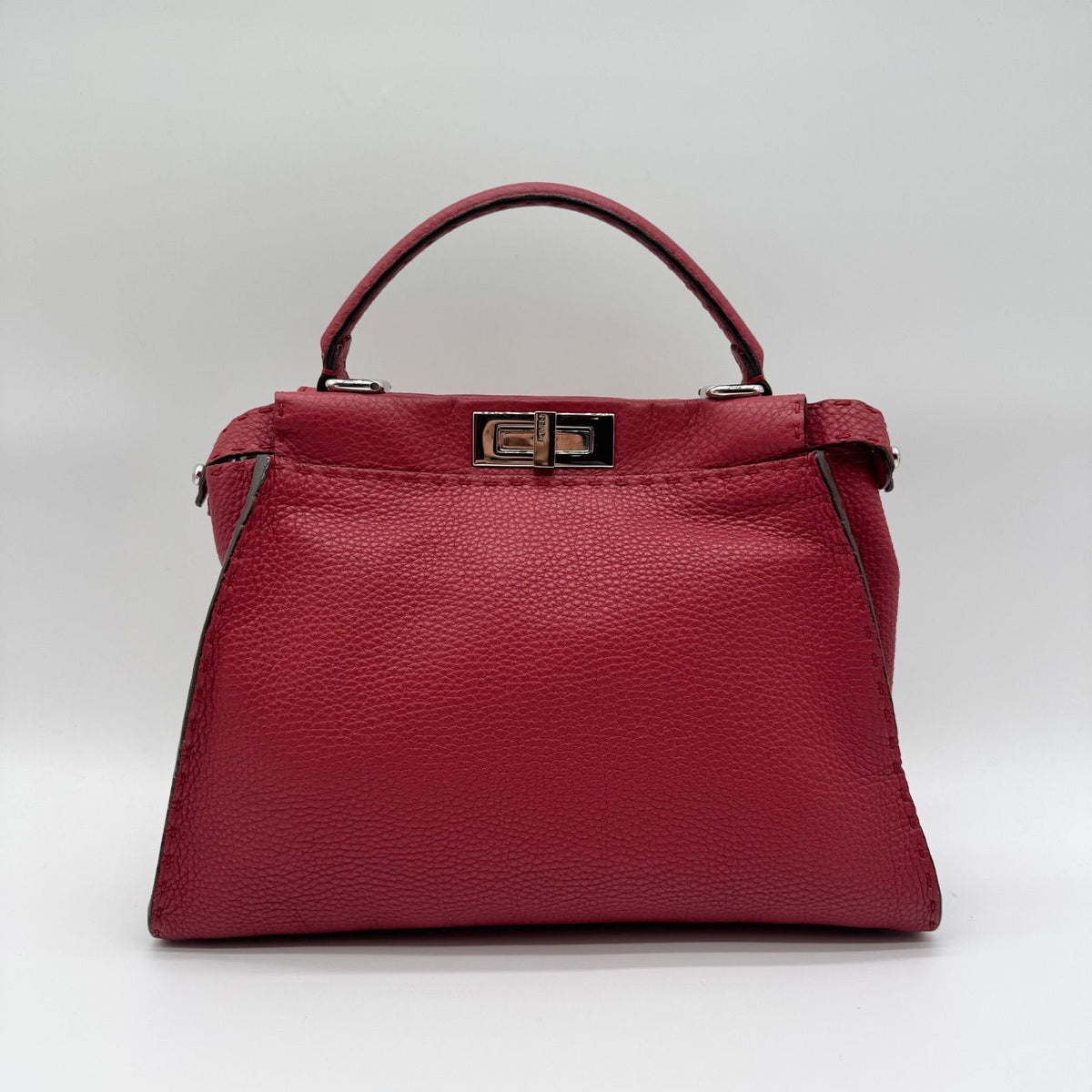 Fendi 2-Way Shoulder Bag Selleria Peekaboo Red Leather Turnlock — view 2
