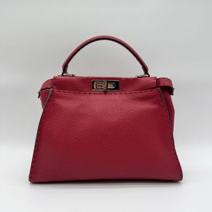 Fendi 2-Way Shoulder Bag Selleria Peekaboo Red Leather Turnlock — view 2