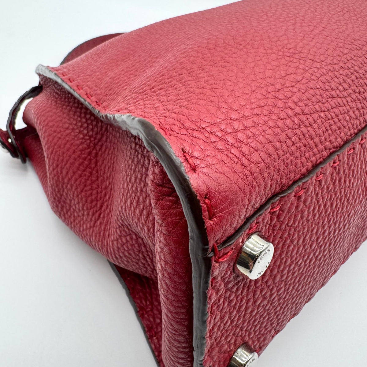Fendi 2-Way Shoulder Bag Selleria Peekaboo Red Leather Turnlock — view 7
