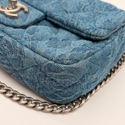 Chanel Shoulder Bag Mini Quilted Denim Heart Camellia CC Logo Turnlock Chain — view 8