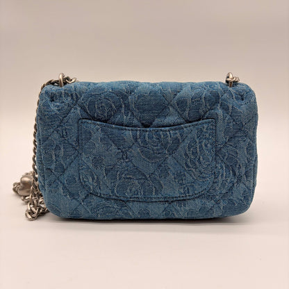 Chanel Shoulder Bag Mini Quilted Denim Heart Camellia CC Logo Turnlock Chain — view 2